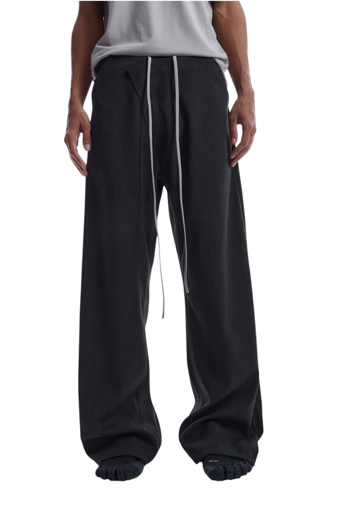 3D Asymmetric-Front Adjustable-Hem Tailored Sweatpants