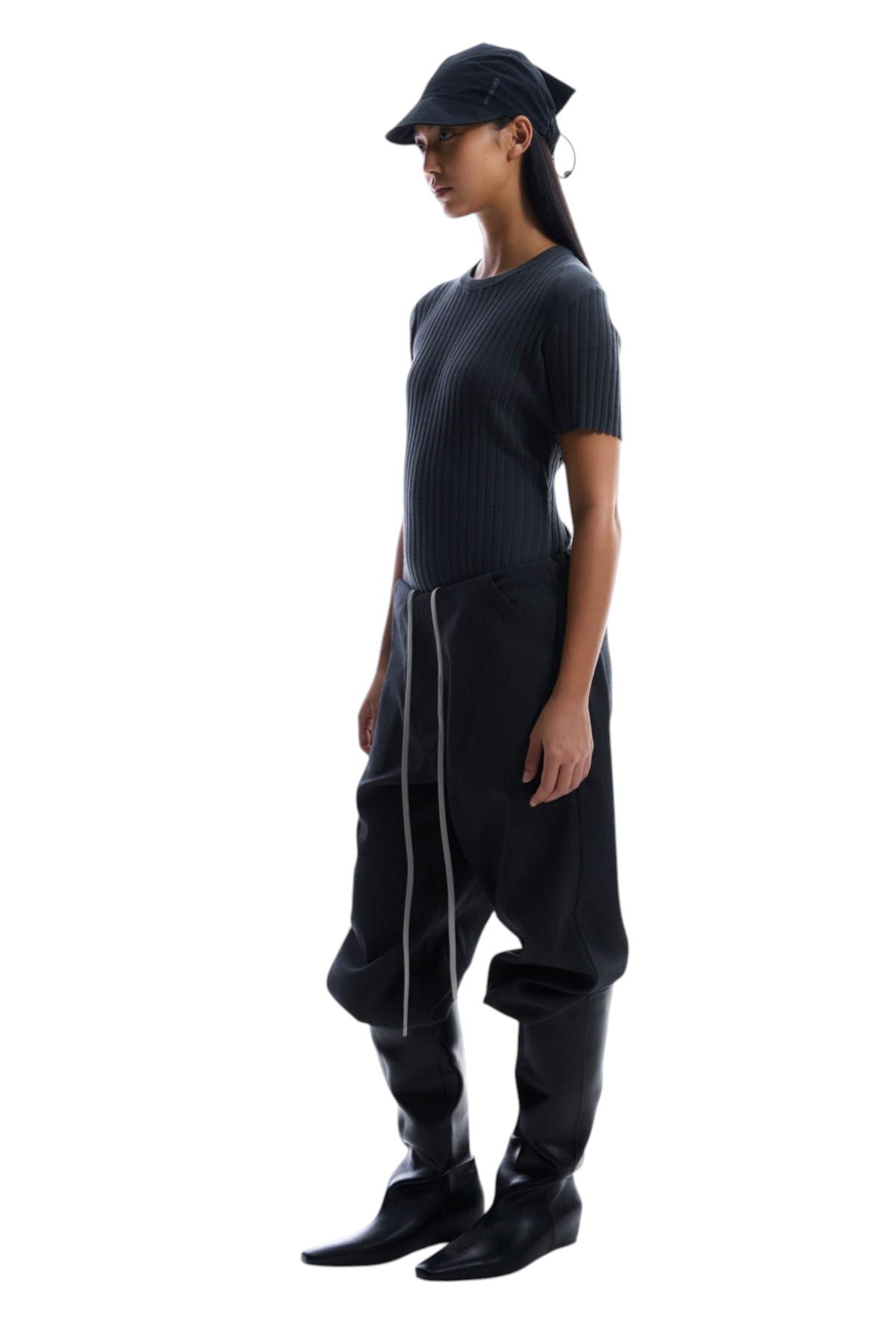 3D Asymmetric-Front Adjustable-Hem Tailored Sweatpants