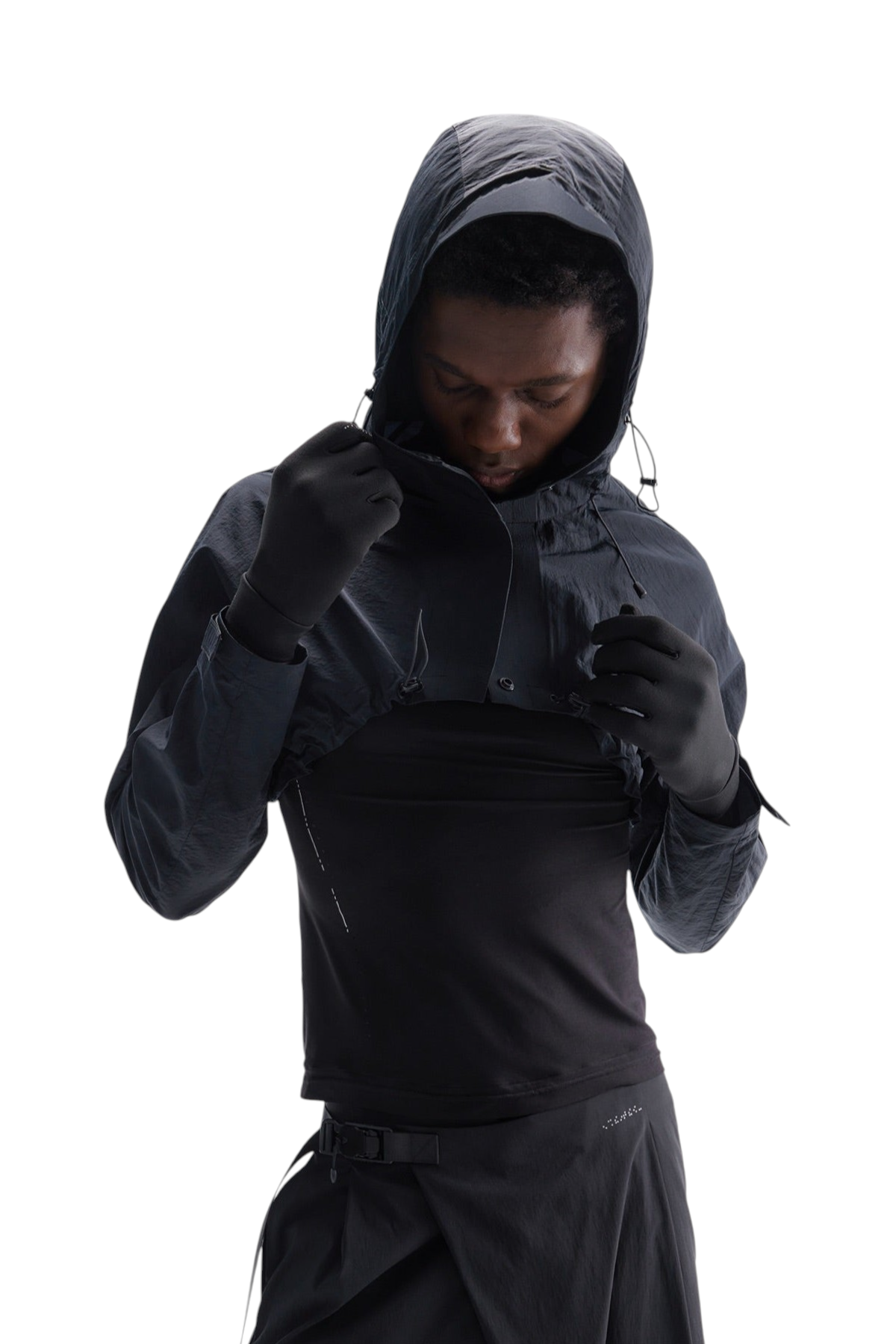 Cropped Hooded Technical Shell Jacket