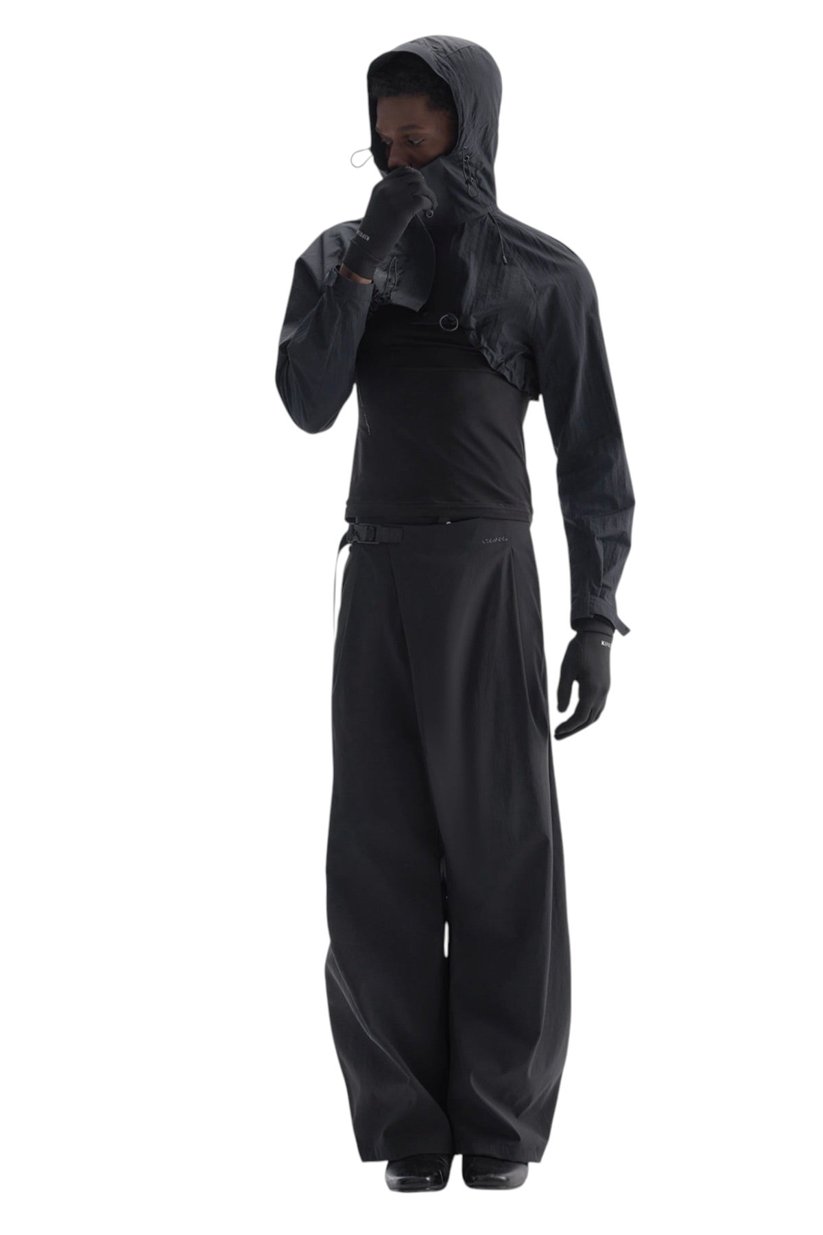 Cropped Hooded Technical Shell Jacket