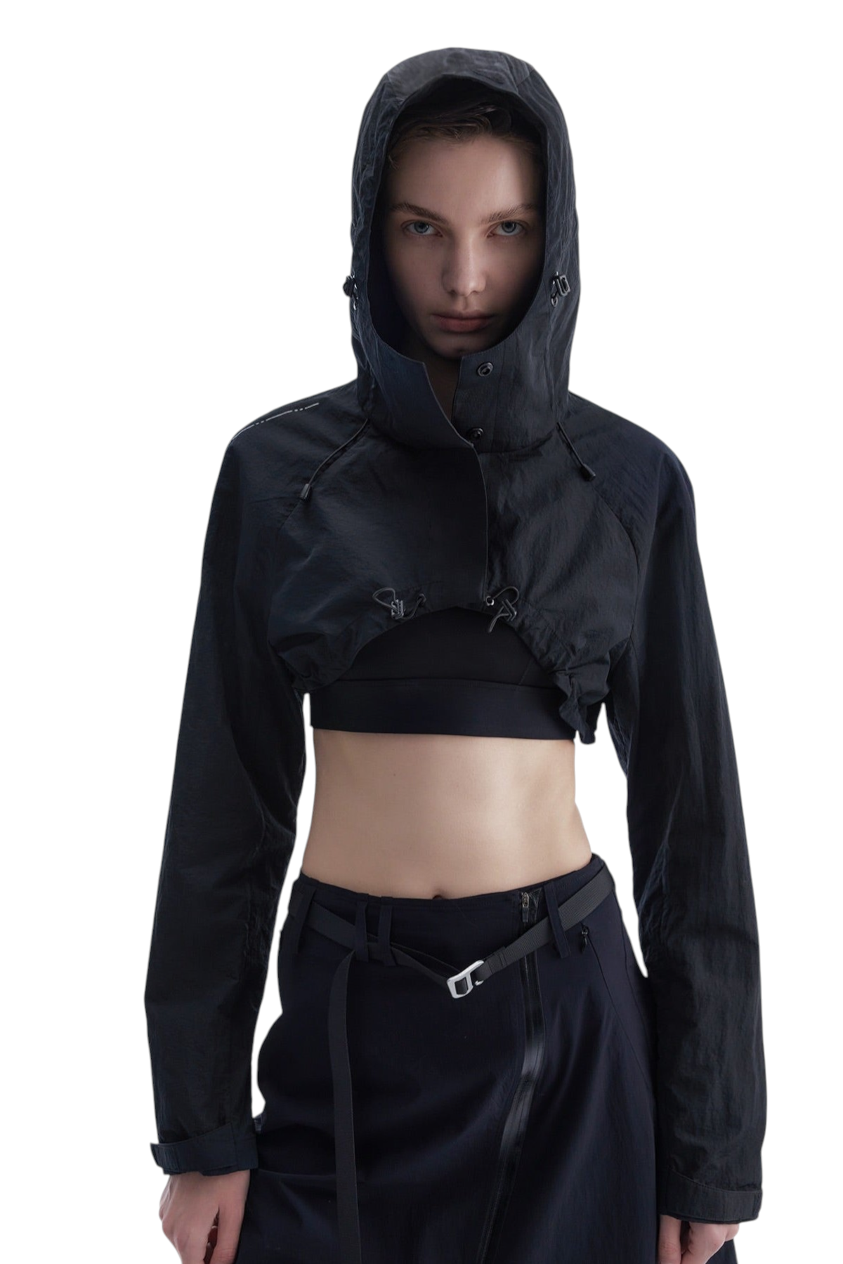 Cropped Hooded Technical Shell Jacket