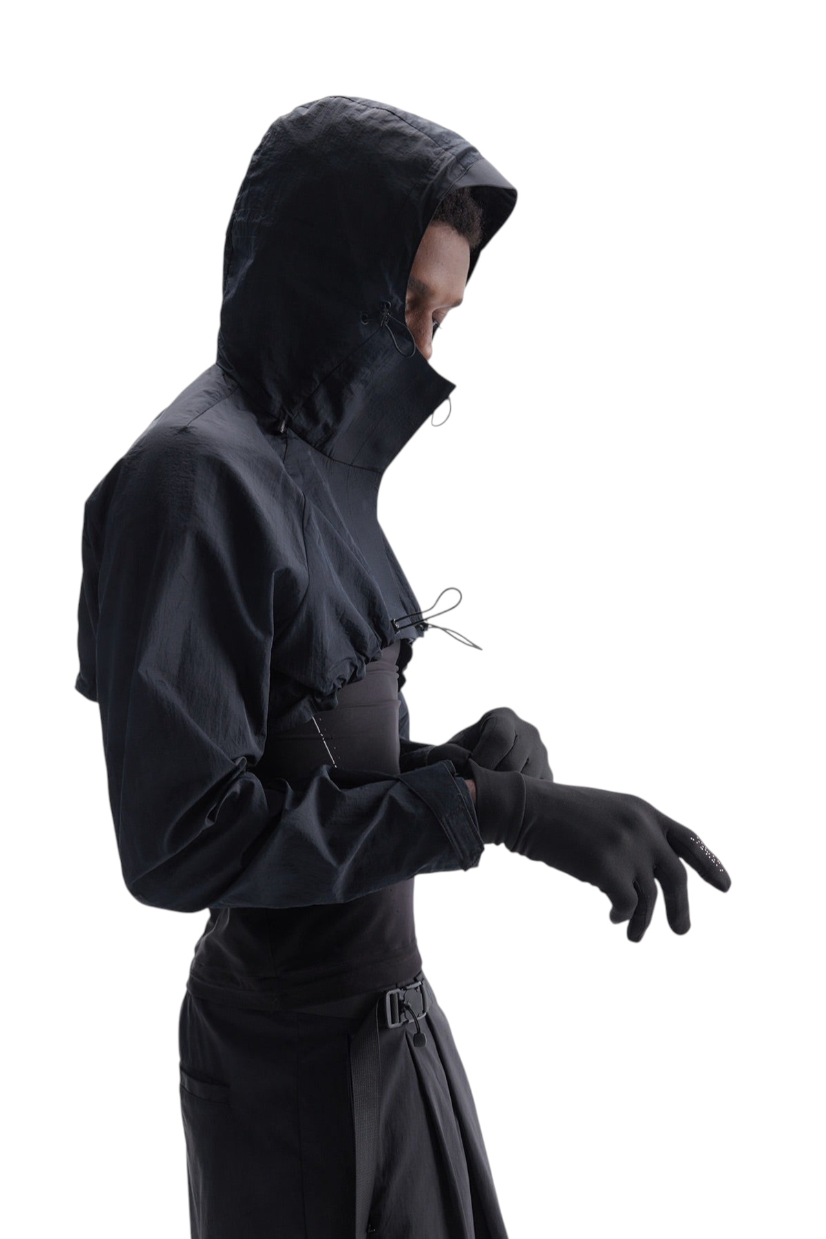 Cropped Hooded Technical Shell Jacket