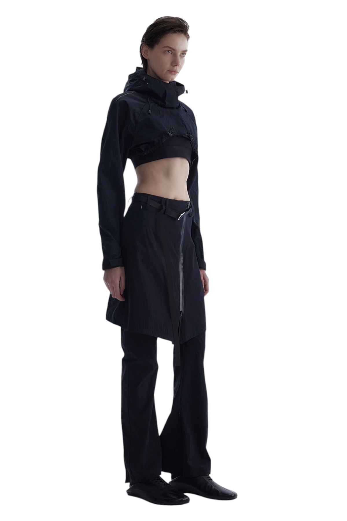 Cropped Hooded Technical Shell Jacket