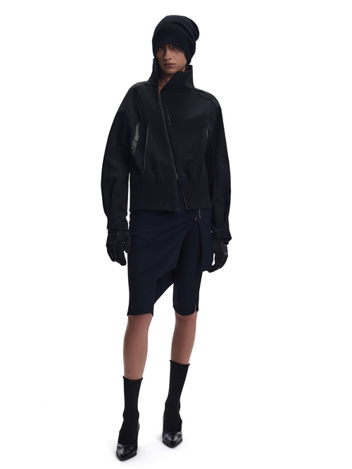 3 Sculpture Shoulder-Panel Asymmetric-Zip Shell Jacket
