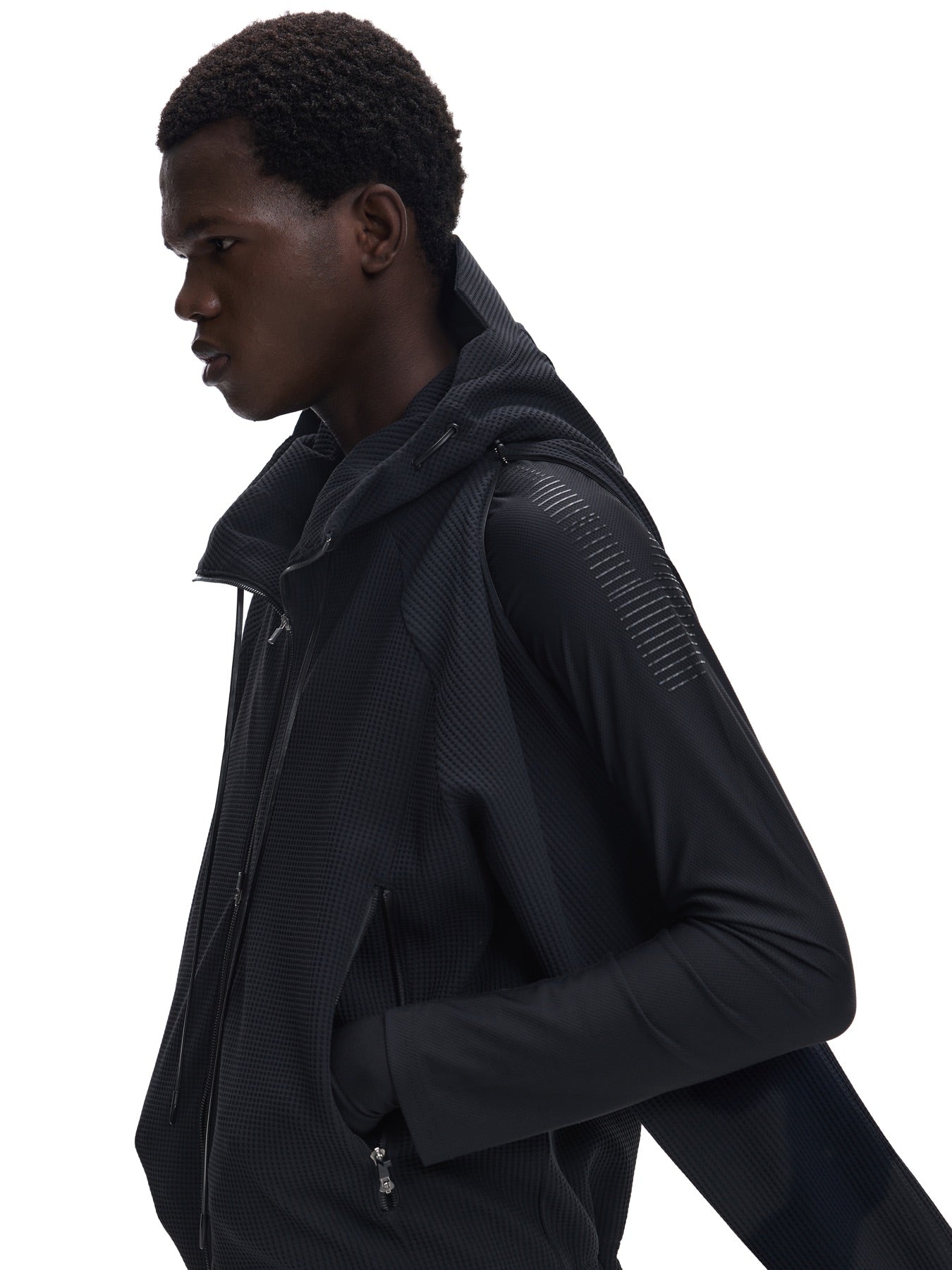 Waffle Knit Convertible Windproof Hoodie