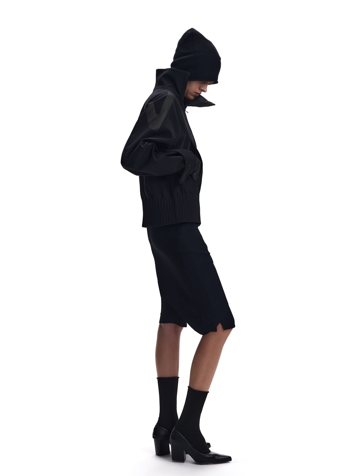 3 Sculpture Shoulder-Panel Asymmetric-Zip Shell Jacket