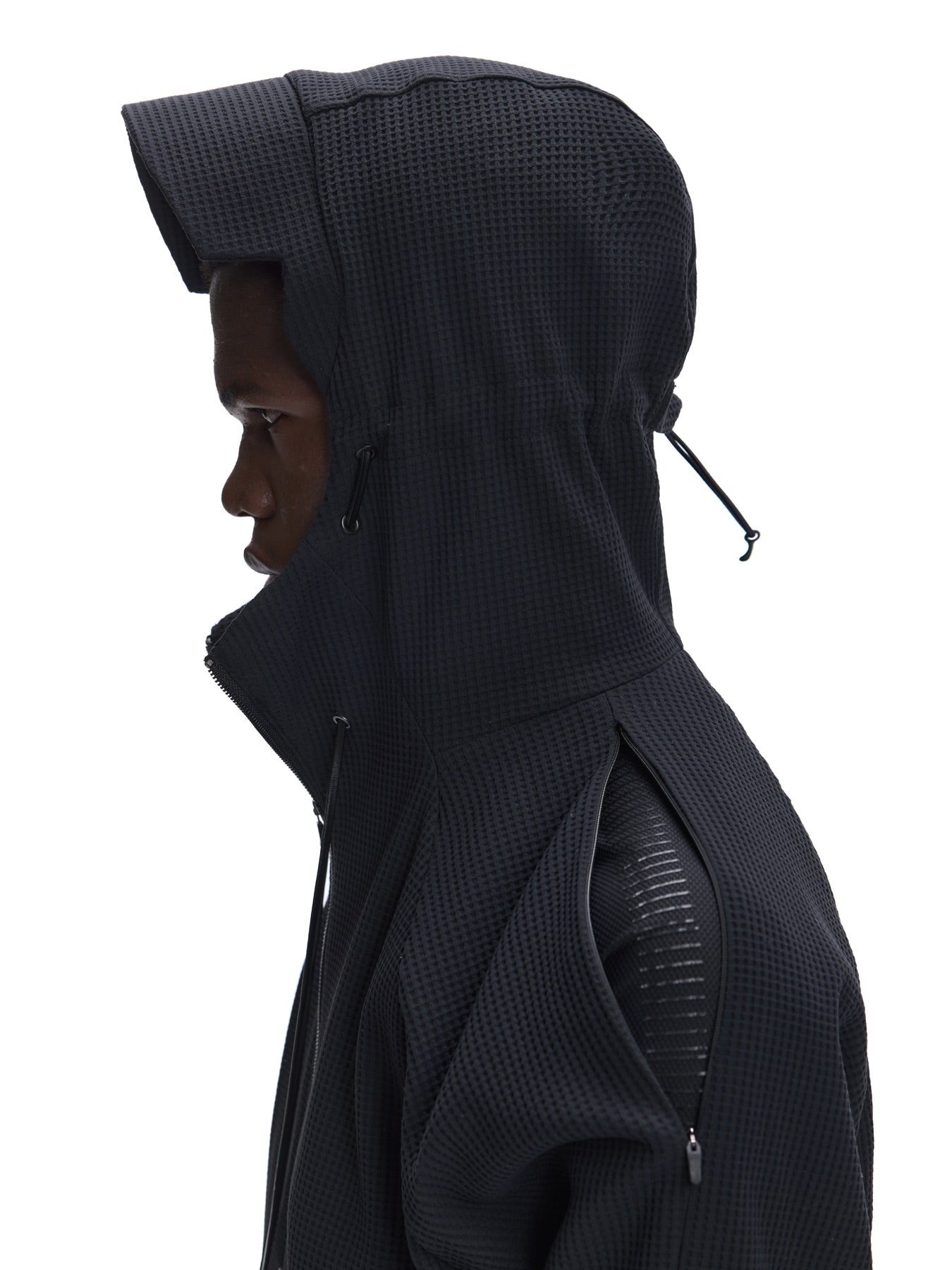 Waffle Knit Convertible Windproof Hoodie