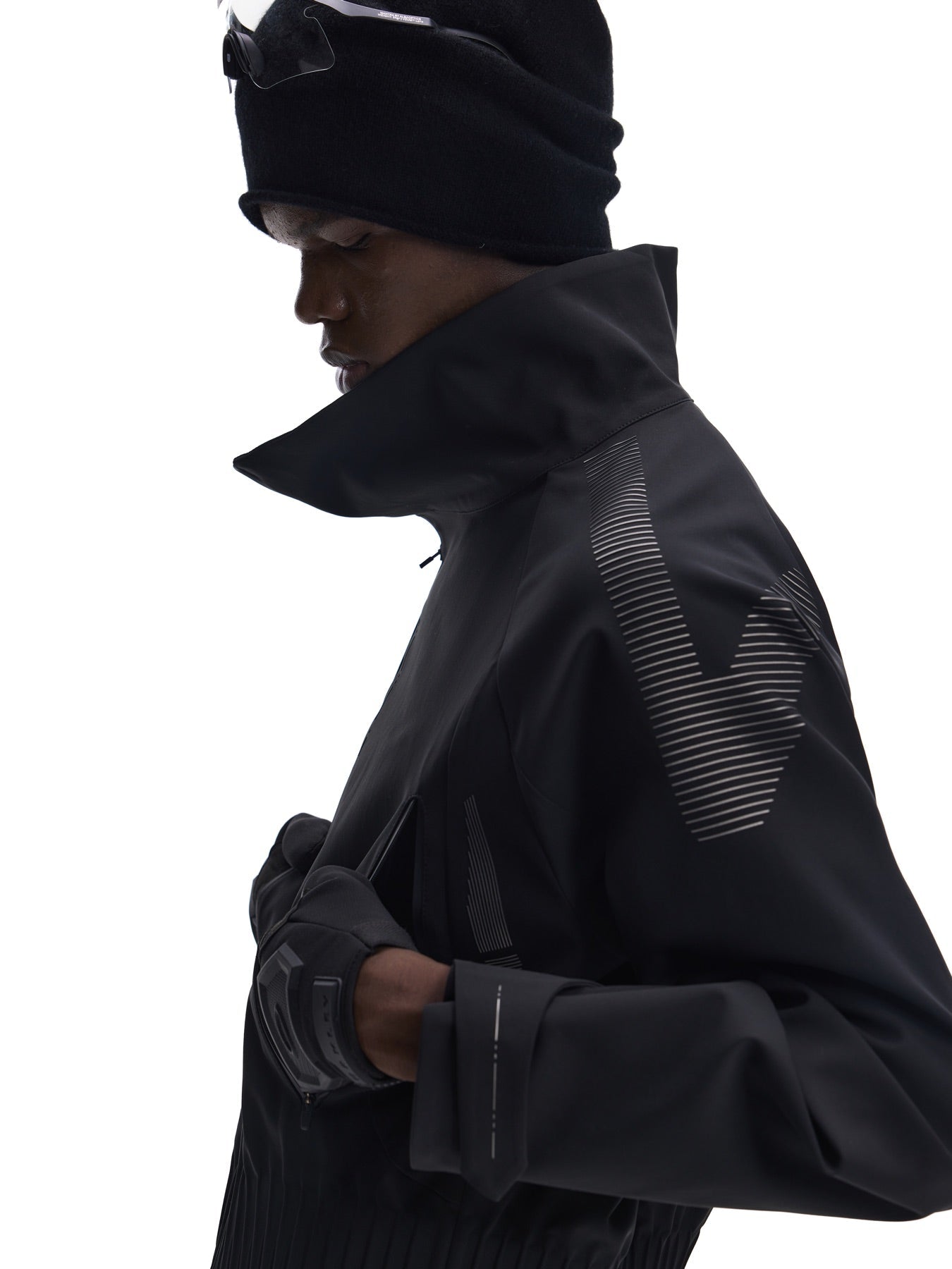 3 Sculpture Shoulder-Panel Asymmetric-Zip Shell Jacket