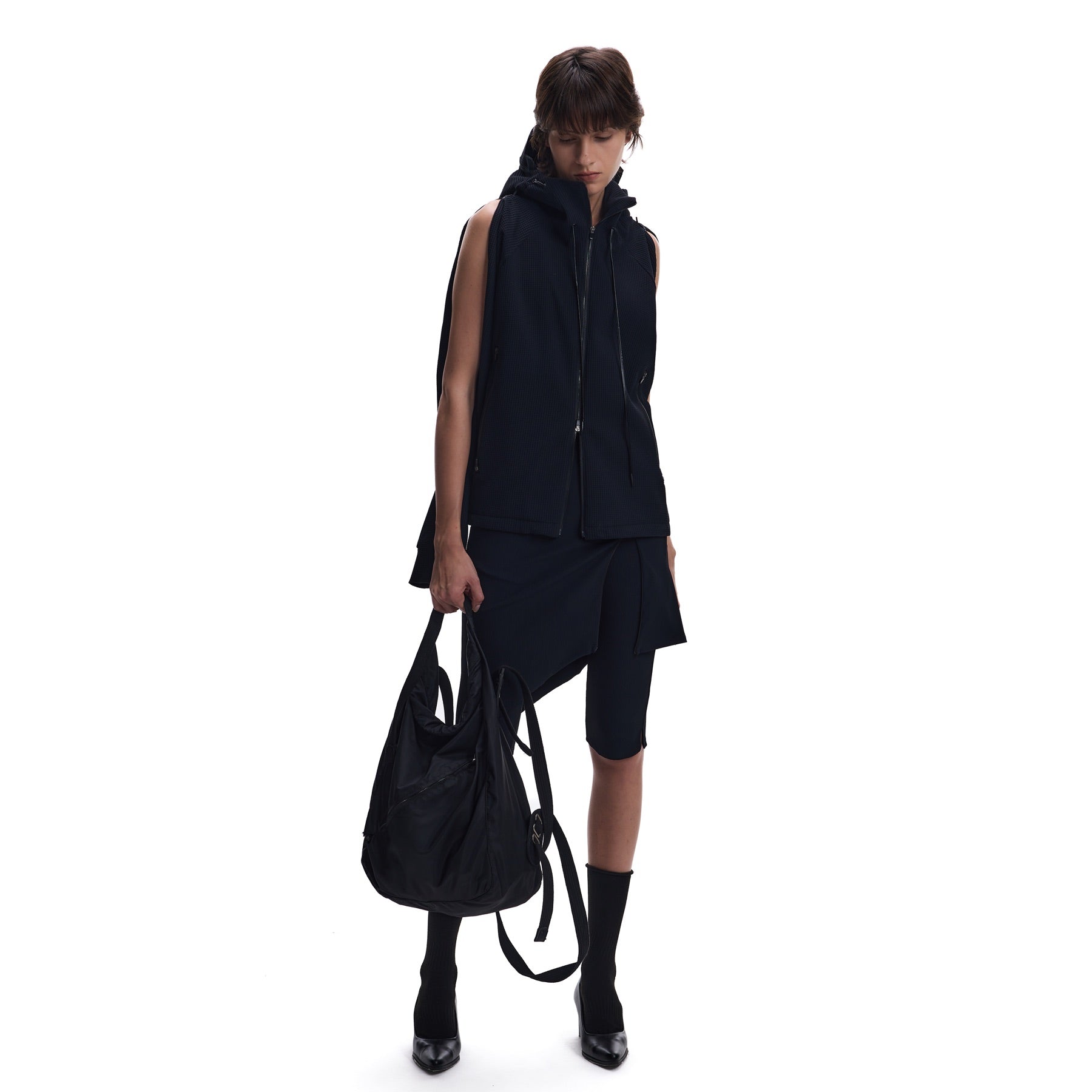Waffle Knit Convertible Windproof Hoodie