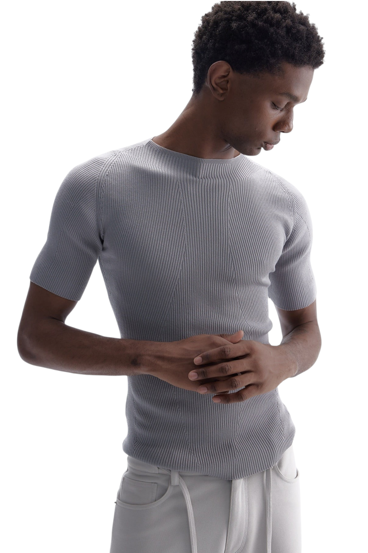 TENCEL-Wool 3D Texture Fitted Knit T-Shirt
