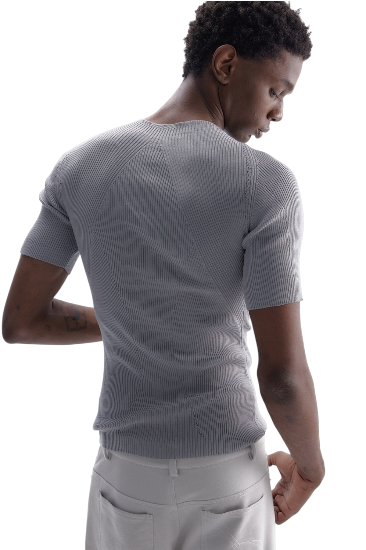 TENCEL-Wool 3D Texture Fitted Knit T-Shirt